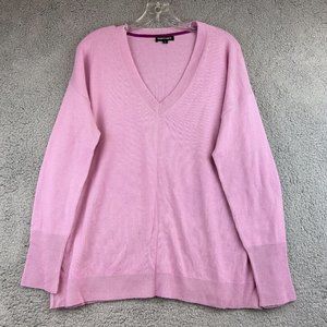 Women V neck Plushcashmere Sweater Long Sleeve size L